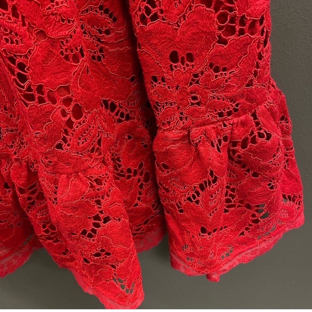 Kate Spade poppy field red lace dress with scalloped trim - Picture 4 of 10